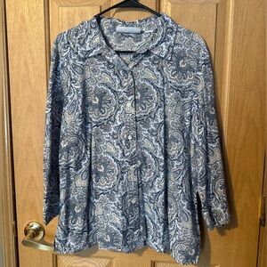 Blue, White,& Gold Paisley Button Down Shirt